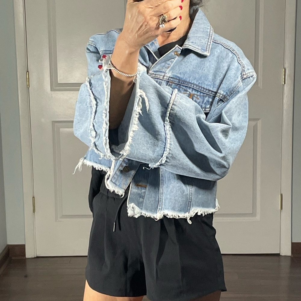 Unpublished Washed Cut Off Denim Jacket - Picture 5 of 11